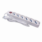 Trade Shop - Multipresa 6 Uscite Universali Spina 16a Cavo 3mt Bianco Con Interruttore 80191n -