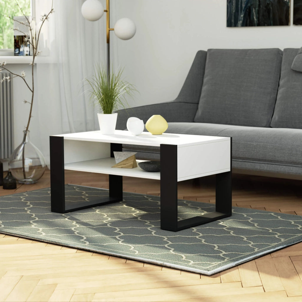 Tavolino da caffè AKORD DOMI Bianca 92 cm Colore Nero 92x53x45 cm