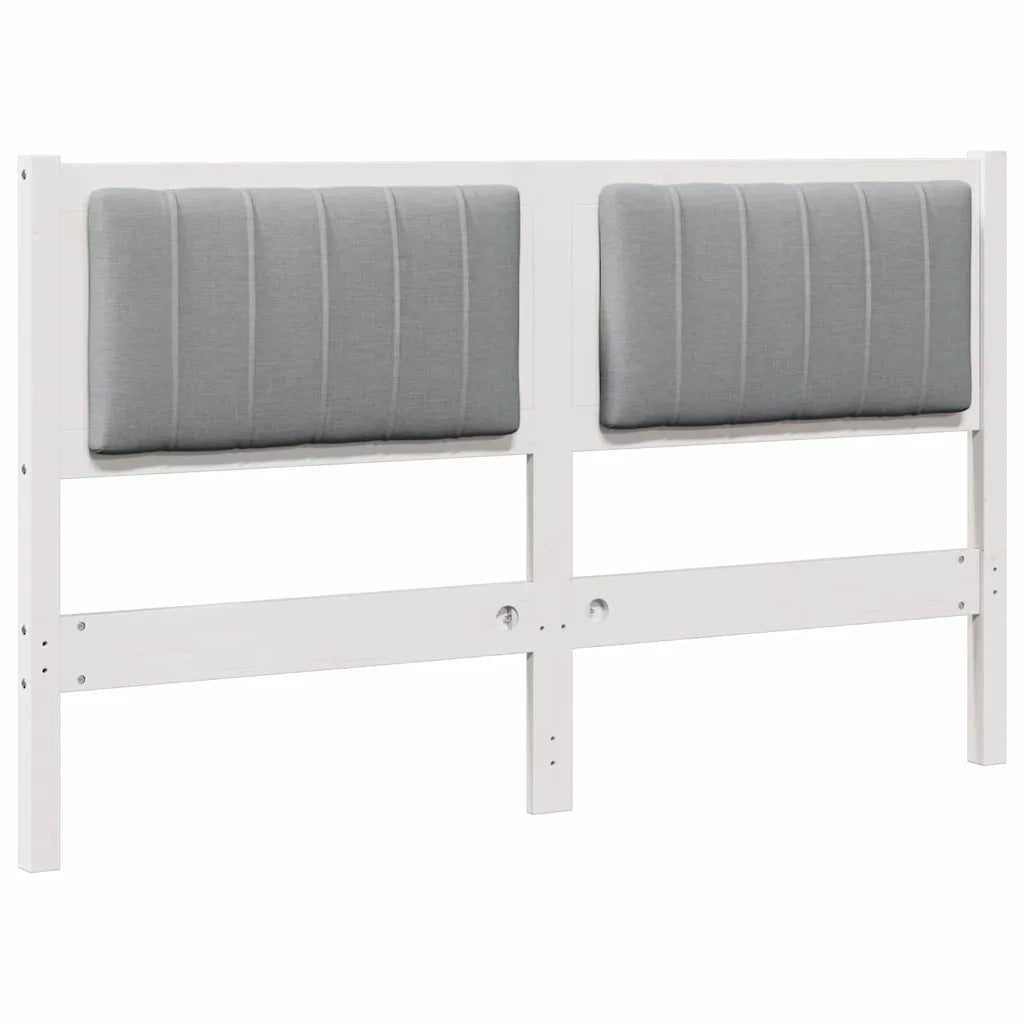 Testiera imbottita con testiera Bianco 135 cm Pino massello 879073