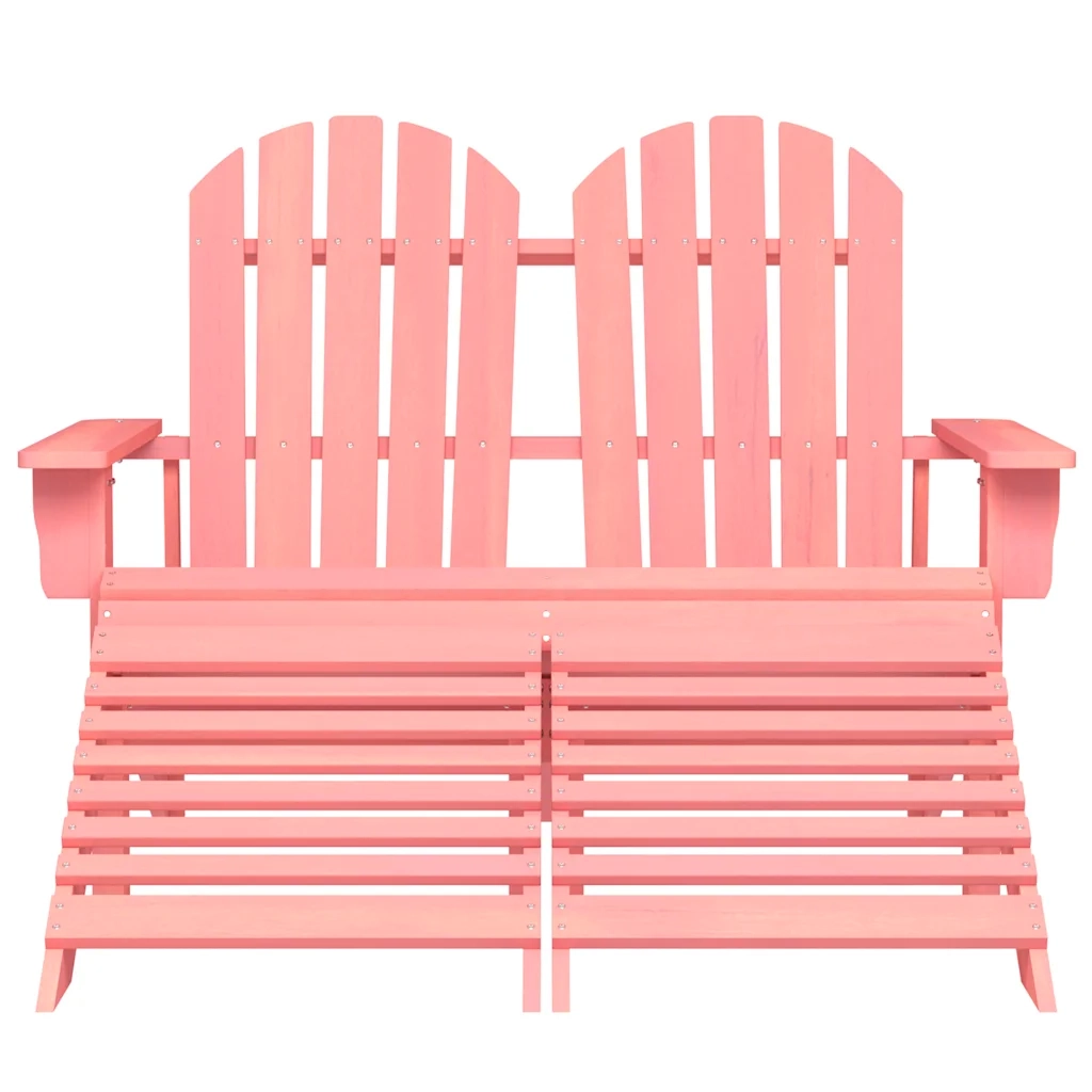 Sedia da Giardino | Sedie da Esterno a 2 Posti con Pouf in Legno di Abete Rosa
