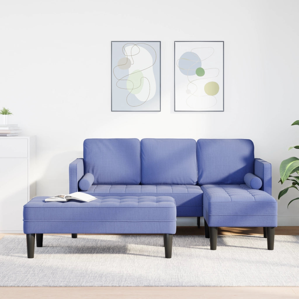 Set di divani a 2 pezzi con cuscini Blu jeans in tessuto