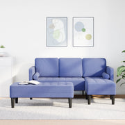 Set di divani a 2 pezzi con cuscini Blu jeans in tessuto