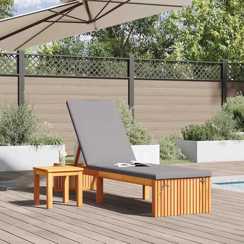 Lettino da sole con cuscino Olio Naturale 200 x 55 x 94 cm 4108116