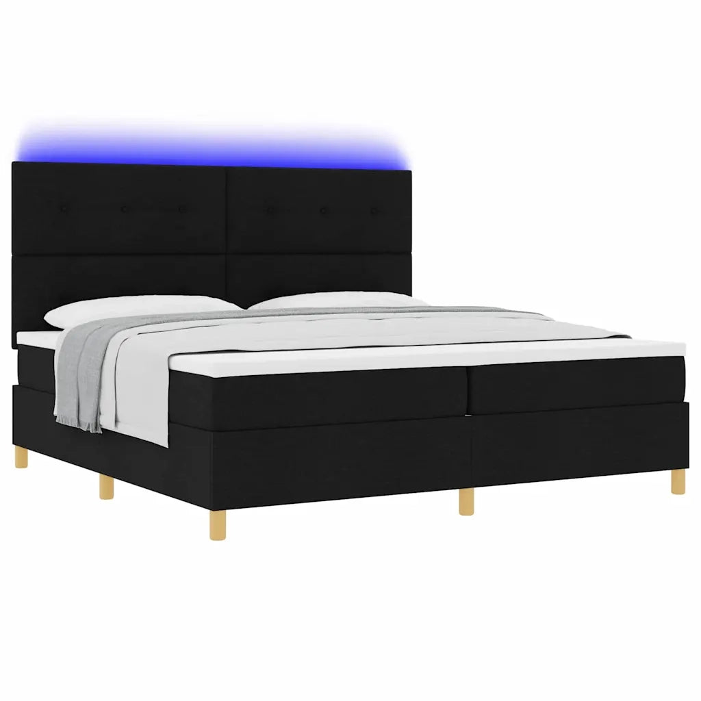 Letto a Sorgente LED con materasso Nero 200 x 200 cm Tessuto 3343126