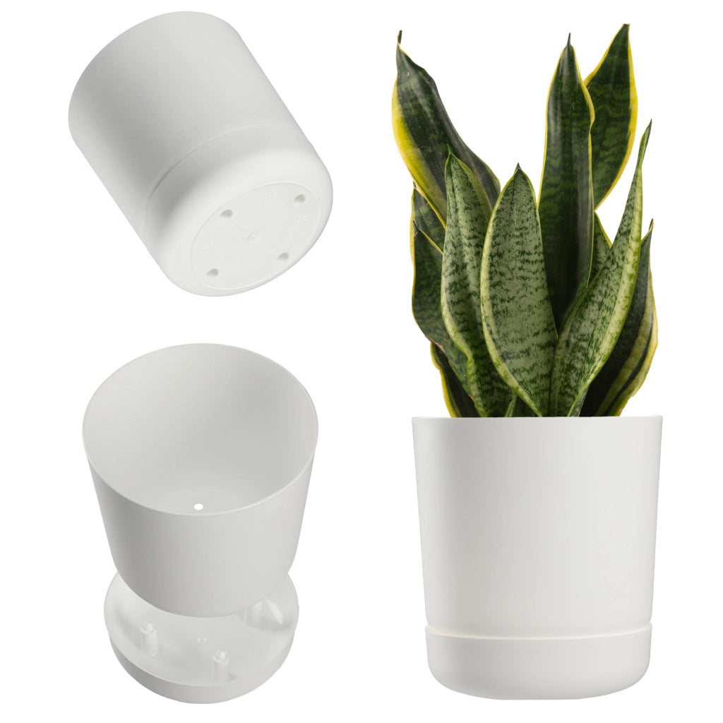 Vaso da fiori KADAX con supporto, coperchio, ciotola rotonda, 15 cm, bianco opaco