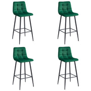 Set di 4 sgabelli da bar Valora TEOTO in velluto verde scuro con gambe in acciaio nero
