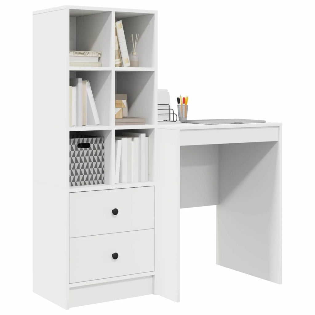 Scrivania con cassetto con lo scaffale 2 pcs Bianco 3337337