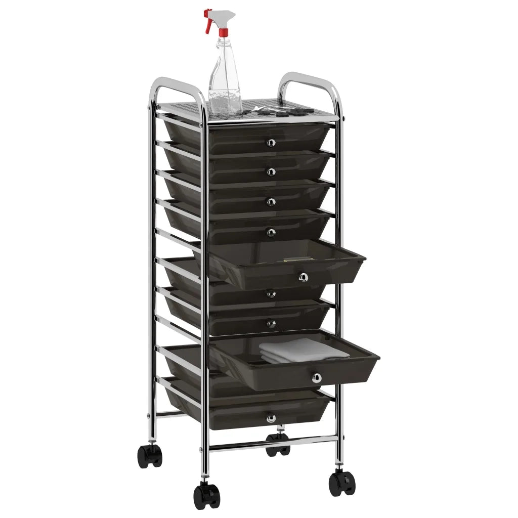 Carrello Portaoggetti Mobile con 10 Cassetti Nero in Plastica CFW5727955