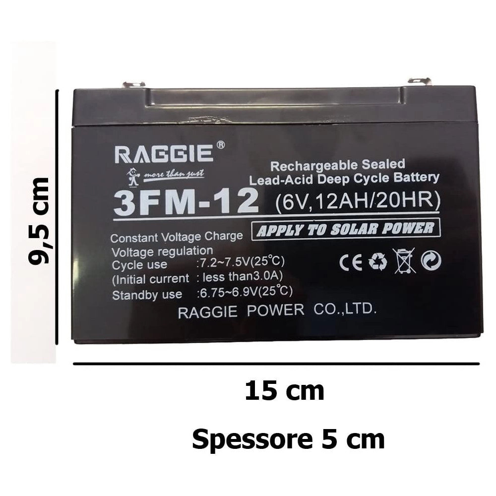 Trade Shop - Batteria Ermetica Ricaricabile Per Gruppo Di Continuità 6v 12ah Attacco Faston -