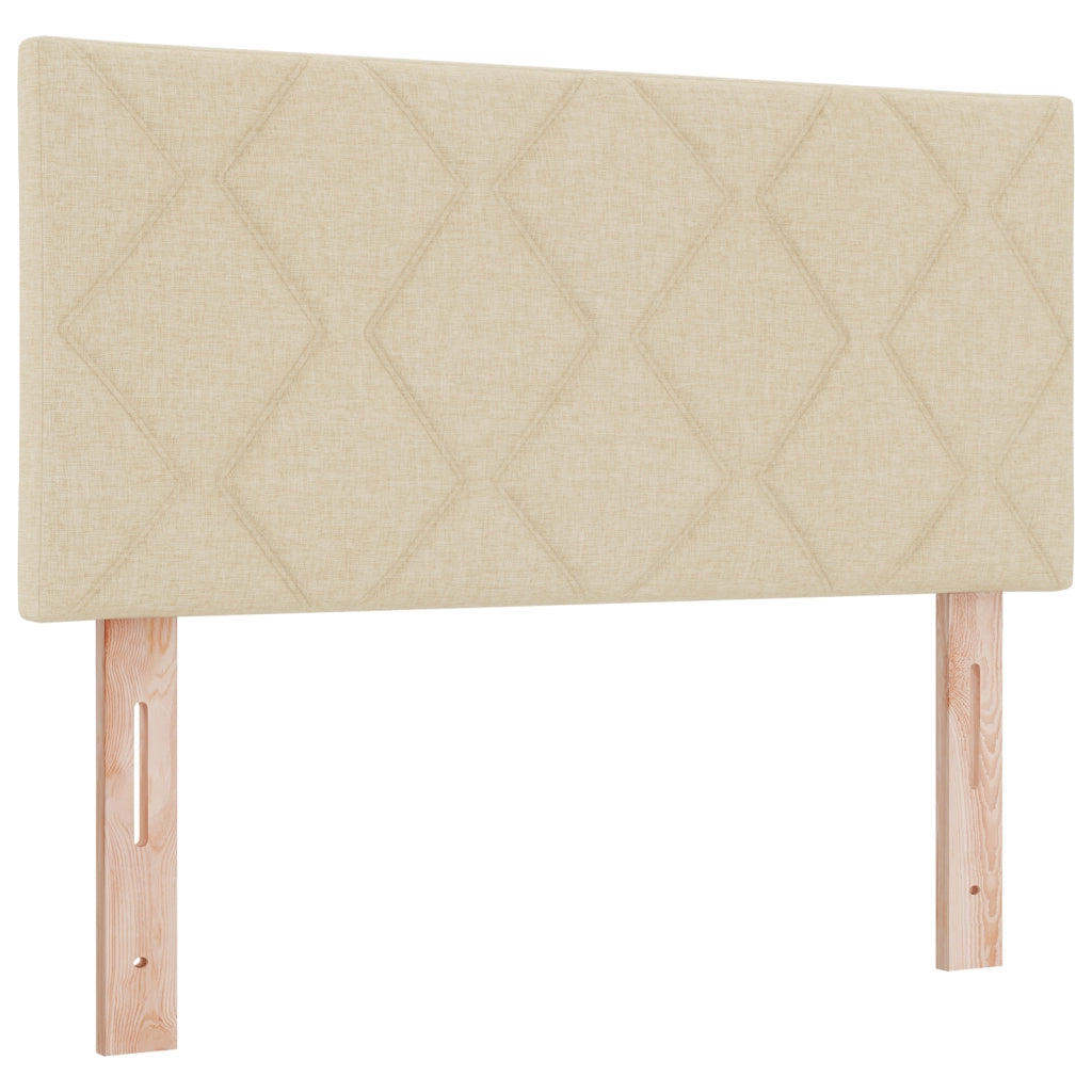 Letto Box Spring con Materasso e Luce LED Crema 90x190 cm Tessuto