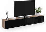 Mobile TV a parete 180 cm ELIO a 2 ante in legno e nero