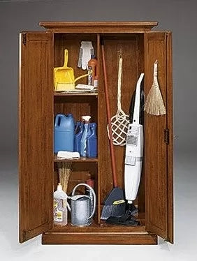 Armadietto dispensa 2 porte 3 ripiani in legno arte povera tinta noce l.86 x p.45 h.161 (712) - Mobili 2G
