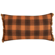 Cuscino decorativo con motivo a scacchiera e nappe rettangolari nero e arancione 40 x 70 cm camera da letto soggiorno stile retrò