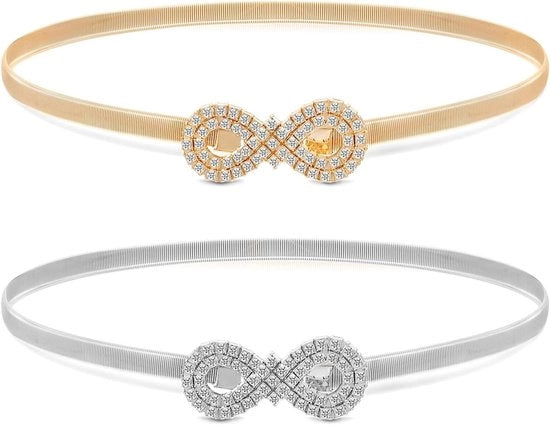 Tailleriem con Strass in Argento per Donne | Design Formale ed Elastico per Abiti e Jeans