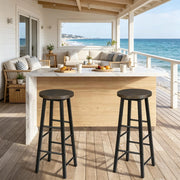 SGABELLO BAR Set da 2 pezzi 71 cm MDF Nero e Ruggine con struttura in metallo