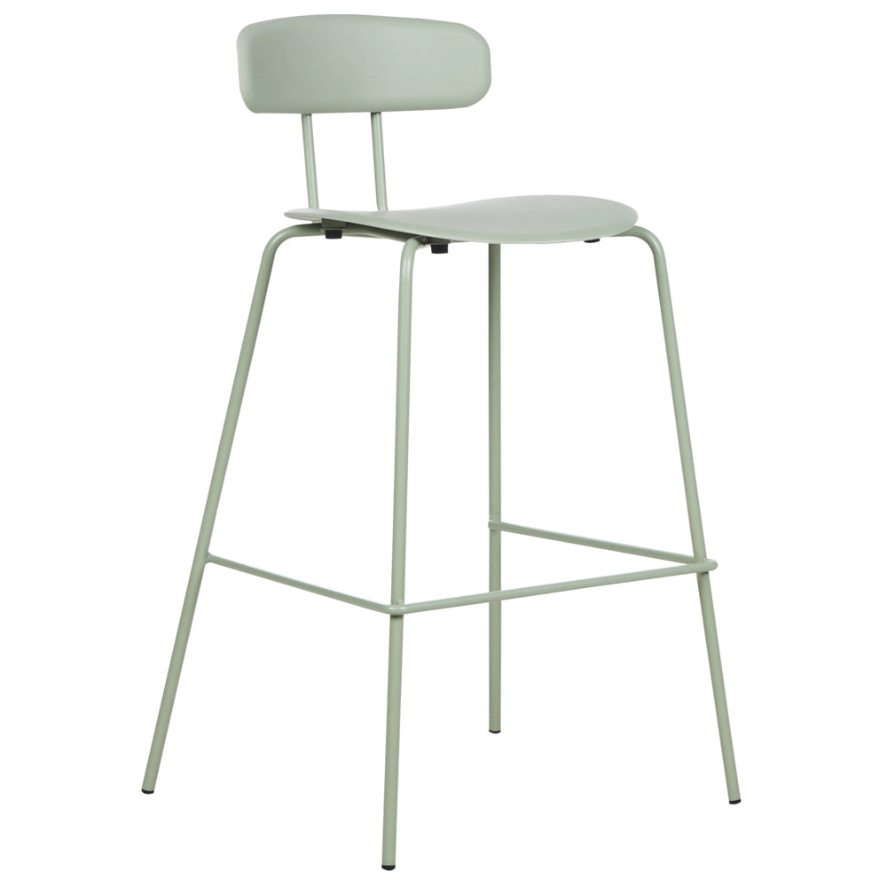 Set di 2 sedie da bar Seduta in plastica verde chiaro Sgabelli da bar altezza banco Gambe in metallo