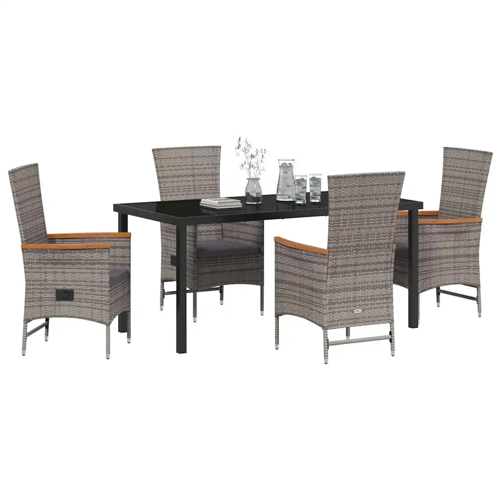 Set da Pranzo per Giardino con cuscino 5 pcs Grigio 3379439