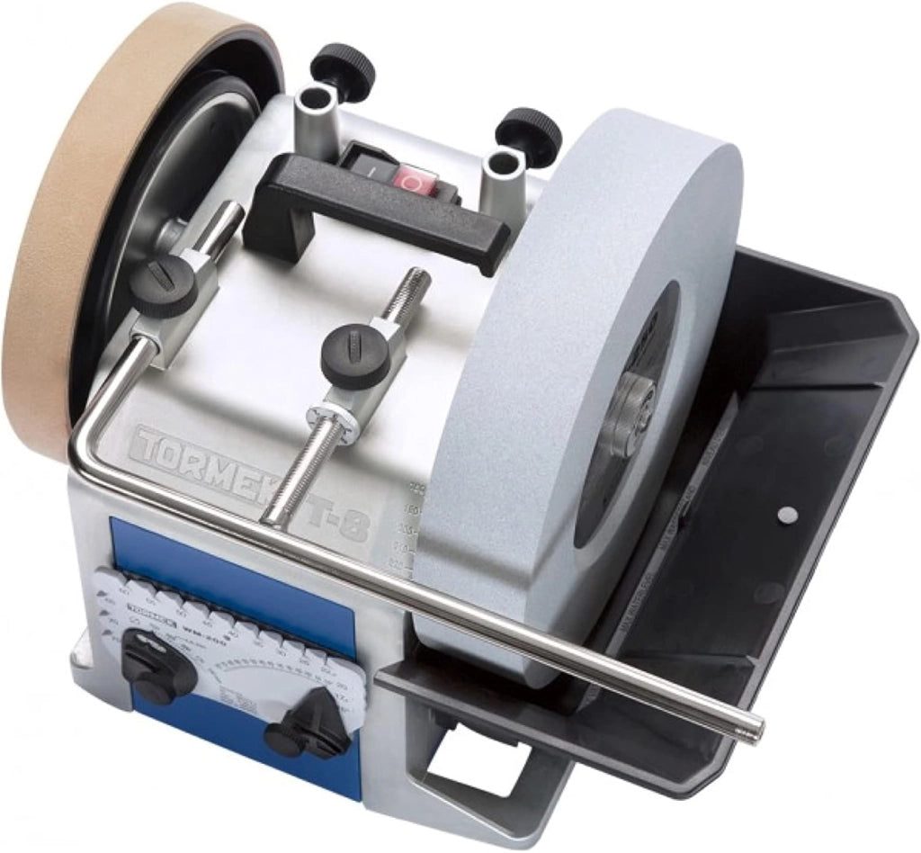 NIL00005 TORMEK T-8 con mola ad acqua, 200 W, Affina tutti i tuoi strumenti taglienti, supporto universale, regolazione, EzyLock, sollevamento a vite, manicotti di precisione
