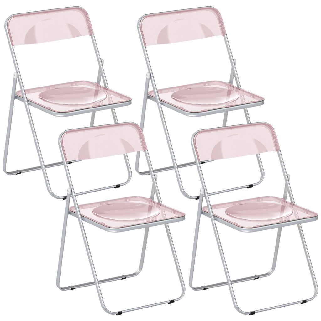 Set 4 Sedie Pieghevoli 47x48x75 cm in Acrilico Trasparenti Rosa