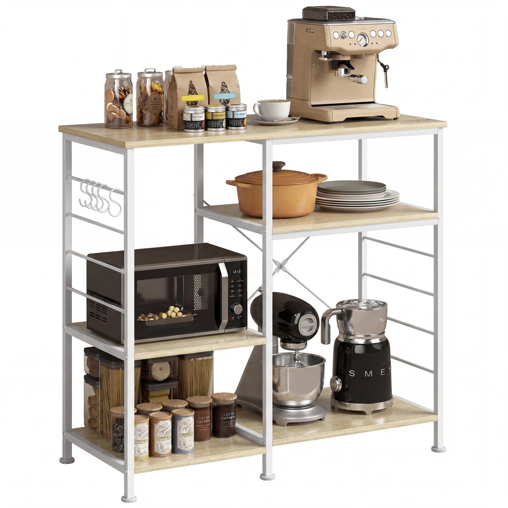 Scaffale Cucina con Ripiani in Legno e Metallo ¨C Zephmum ¨C Rovere, 90x39x83.5 cm