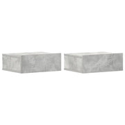 Set di 2 Comodini | Armadio da Notte | Mobiletto da notte Pensili Grigio Cemento 40x30x15 Legno Multistrato