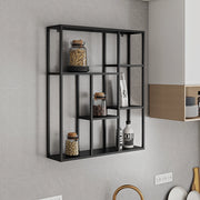 Scaffale da Parete Jämijärvi in Acciaio con Scomparti Aperti 90 x 75 x 18 cm Nero, opaco [en.casa]