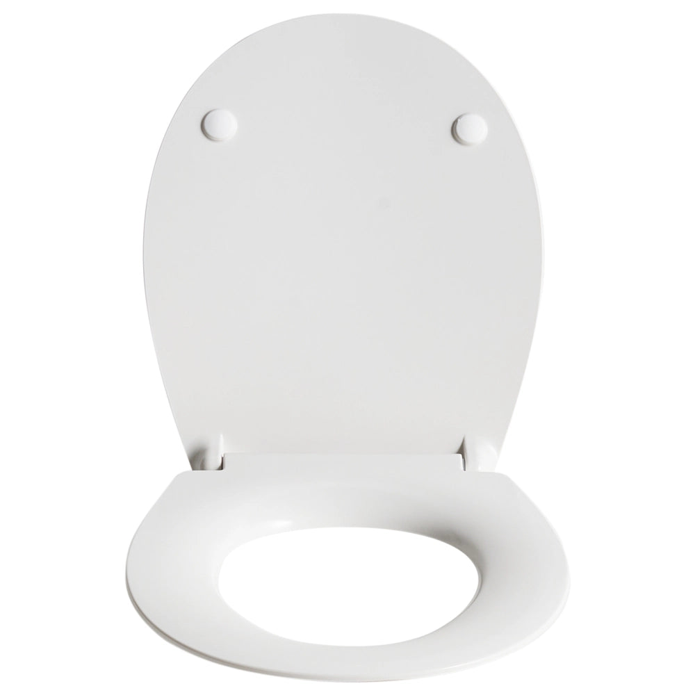 Sedile del wc Duroplast bianco 45 x 38 cm Distanza tra i fori 16 cm Chiusura morbida a sgancio rapido Stile moderno per il bagno