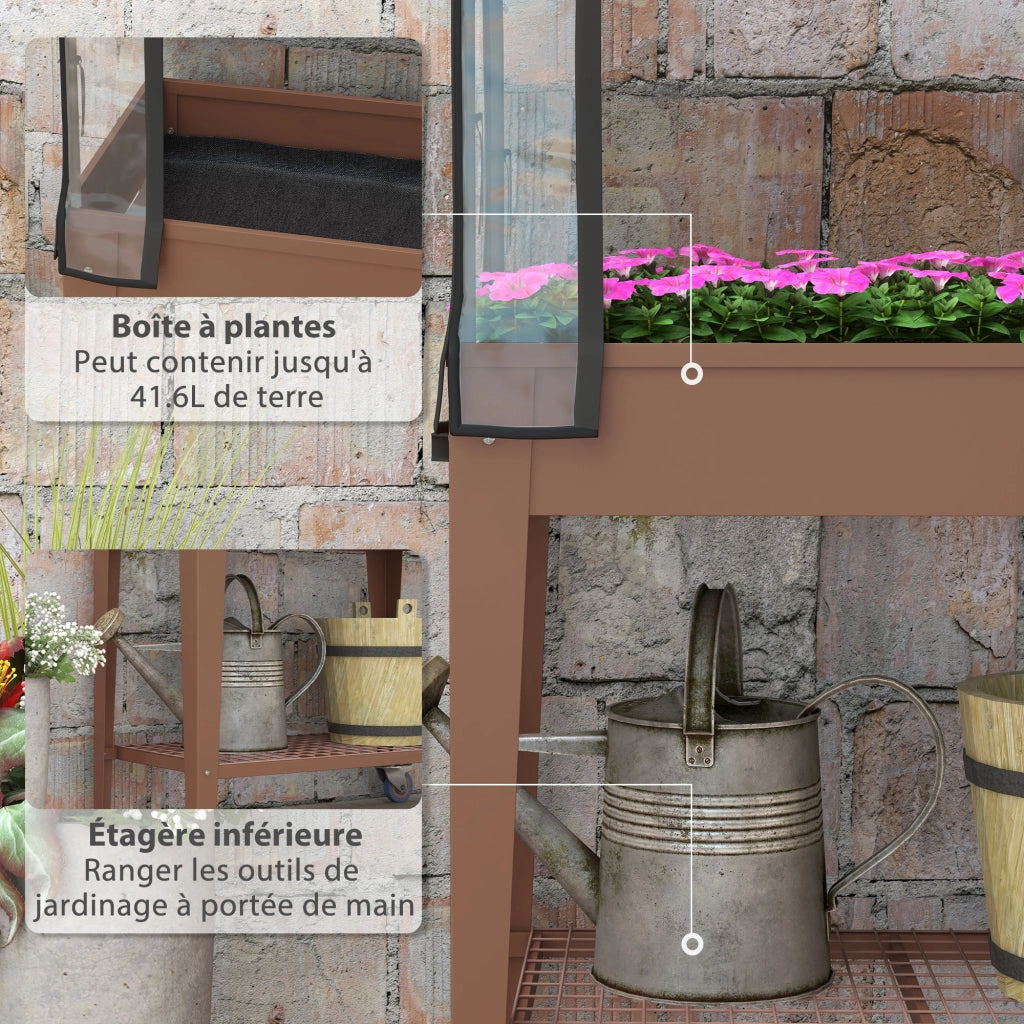 Fioriera da Giardino con Copertura e Ruote ¨C zephmum ¨C 80x40x120 cm