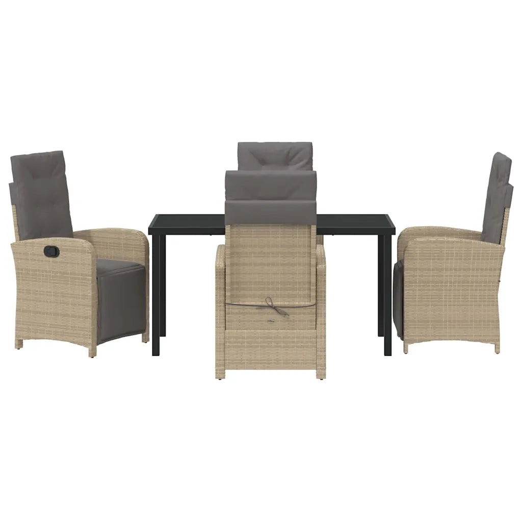 Set da Pranzo per Giardino con cuscino 5 pcs Beige polyrattan 3380339