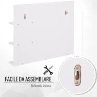 kleankin Mobiletto Pensile Bagno 60 x 10 x 48cm, con Specchio e 3 Ripiani, Armadietto a Parete in MDF Bianco