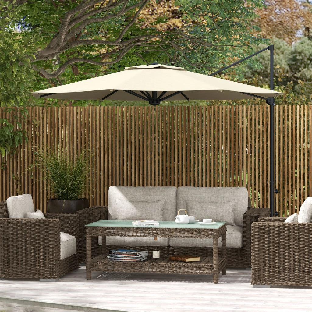 Ombrellone da Giardino Regolabile ¨C zephmum ¨C Crema ?294x242 cm