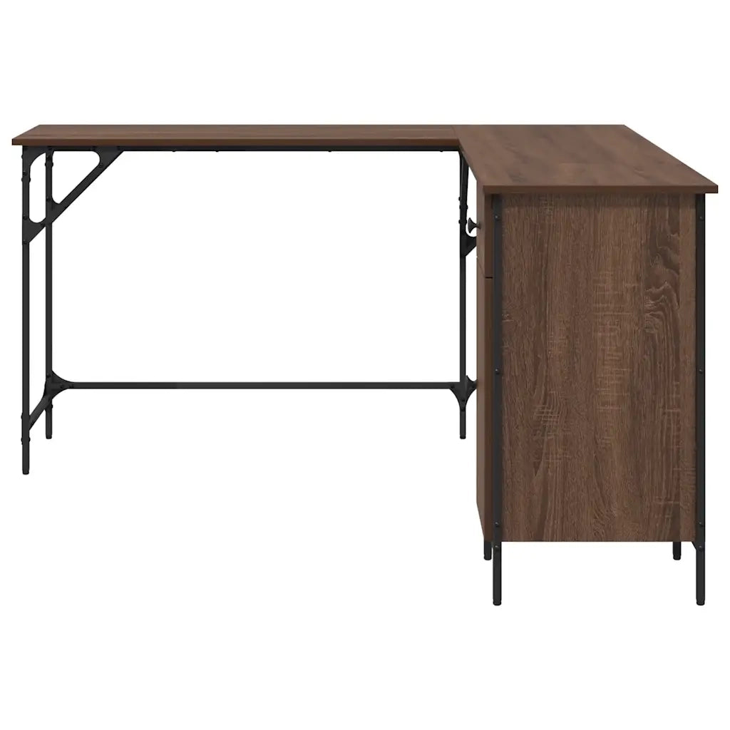 Scrivania Rovere Marrone 141x141x75 cm in Legno Multistrato 837601