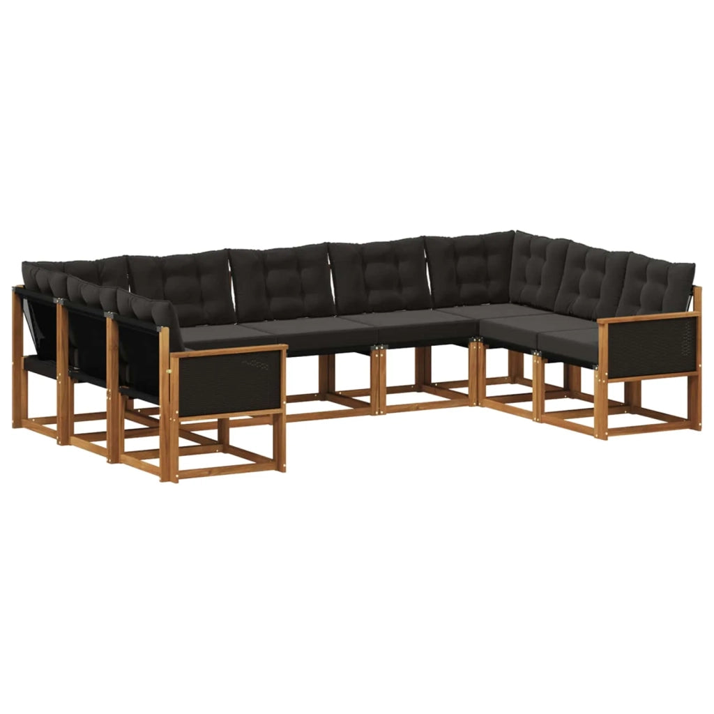 Set di divani da esterno 9 pz Naturale e Nero 3382200