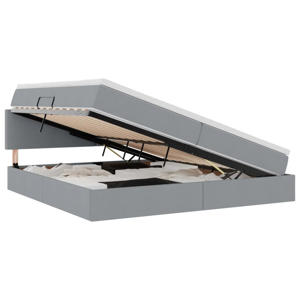 Letto con contenitore LED e materasso Grigio Chiaro
