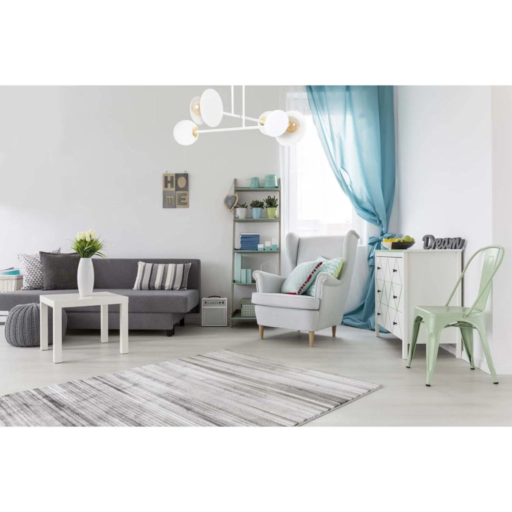 Plafoniera Moderna Inari Acciaio Bianco 4 Luci E27 Ip20