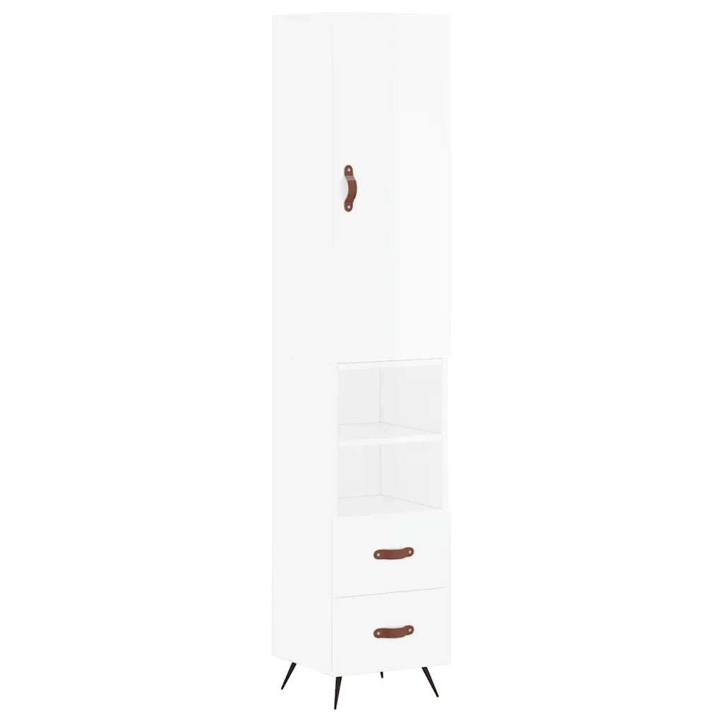 Credenza 34,5x34x180 cm in Legno Multistrato Bianco Lucidocod mxl 82622