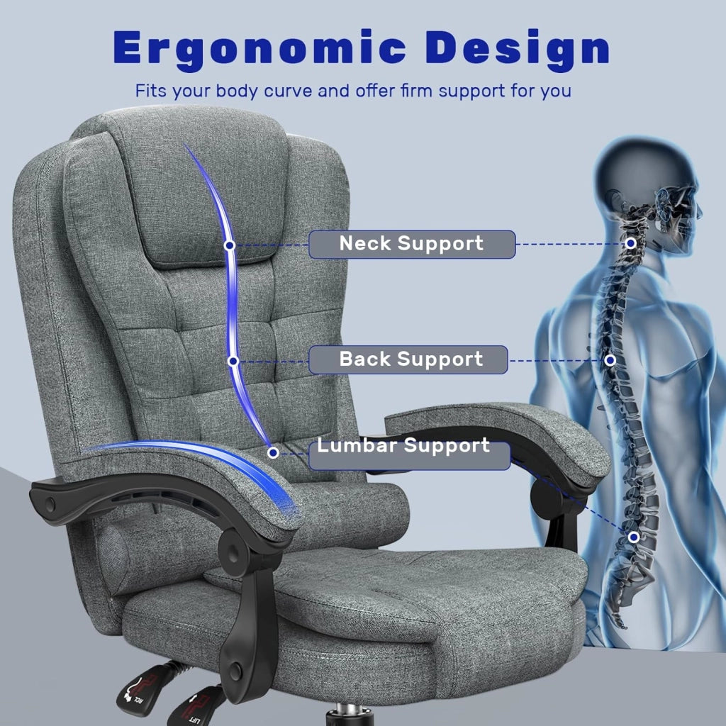 Sedia da ufficio ergonomica, sedia da ufficio , schienale regolabile, sedia da ufficio girevole a 360° con schienale alto, nero-grigio