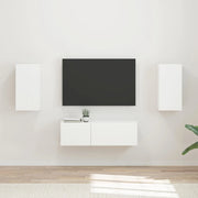 Set di Mobiletto da TV a Parete 4 pcs Bianco Legno multistrato 3408907