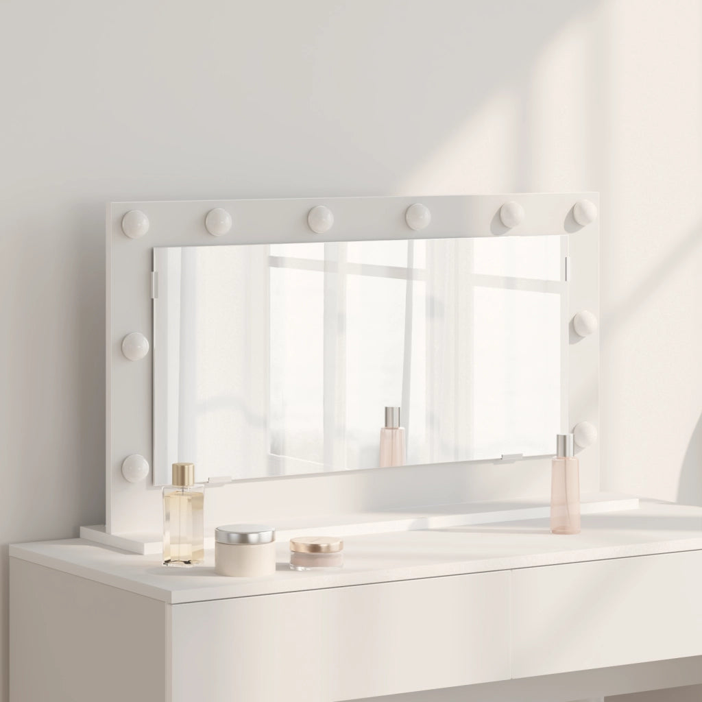 Specchio da Toeletta con Luci LED Bianco 80x45x18 cm