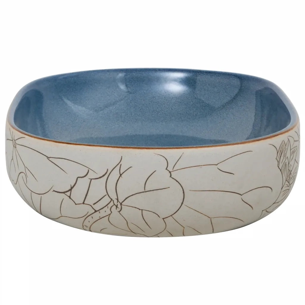Lavabo da Appoggio Sabbia e Blu Ovale 59x40x14 cm Ceramica CFW5866513
