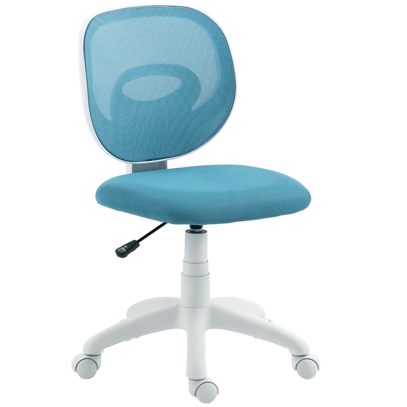 Sedia da ufficio ergonomica con schienale a C in rete seduta in schiuma altezza regolabile base girevole e ruote blu