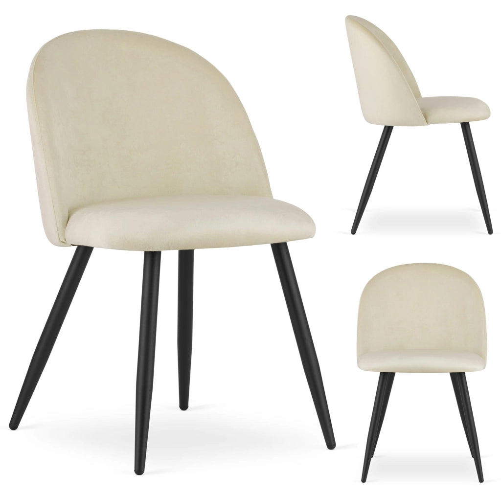 Sedia Valora BELLO in velluto beige con gambe in metallo nero x2