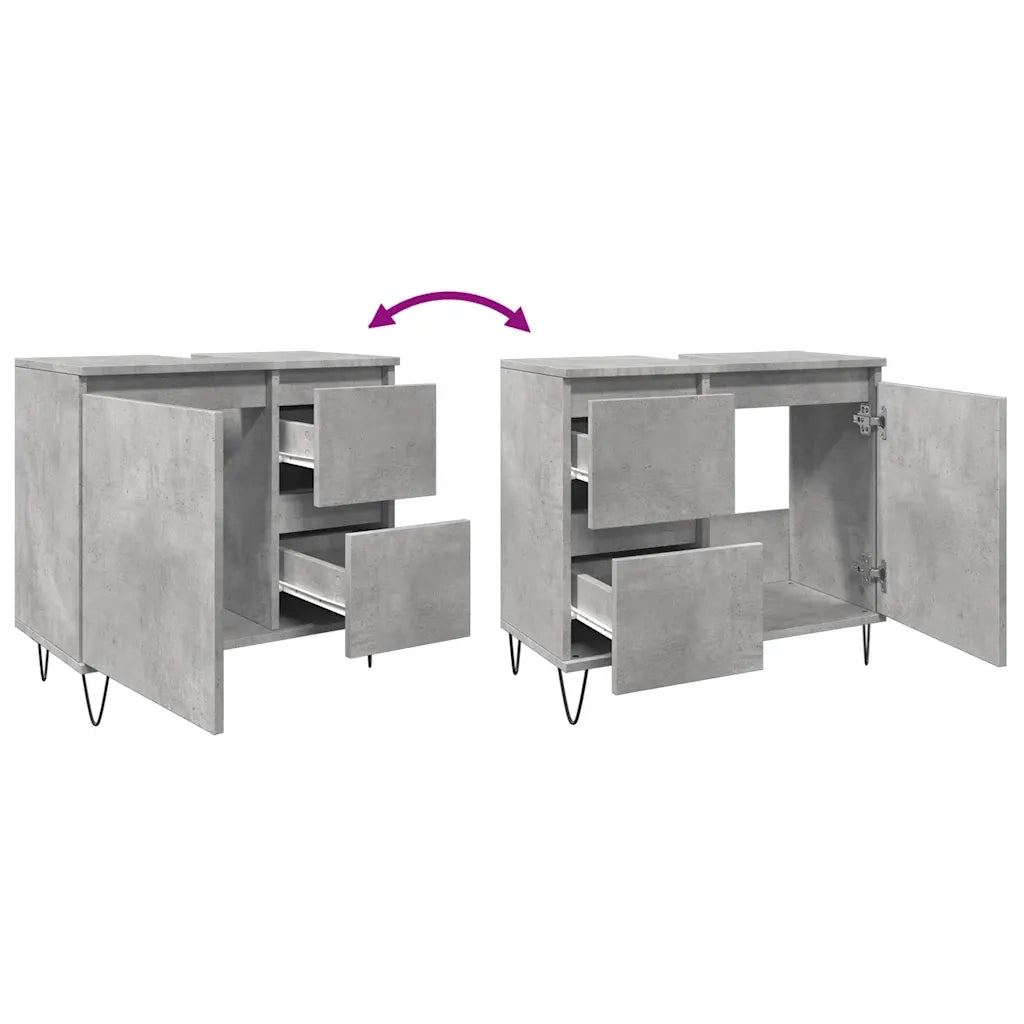 Armadietto da Bagno | Armadio da bagno Grigio Cemento 65x33x60cm in Truciolato