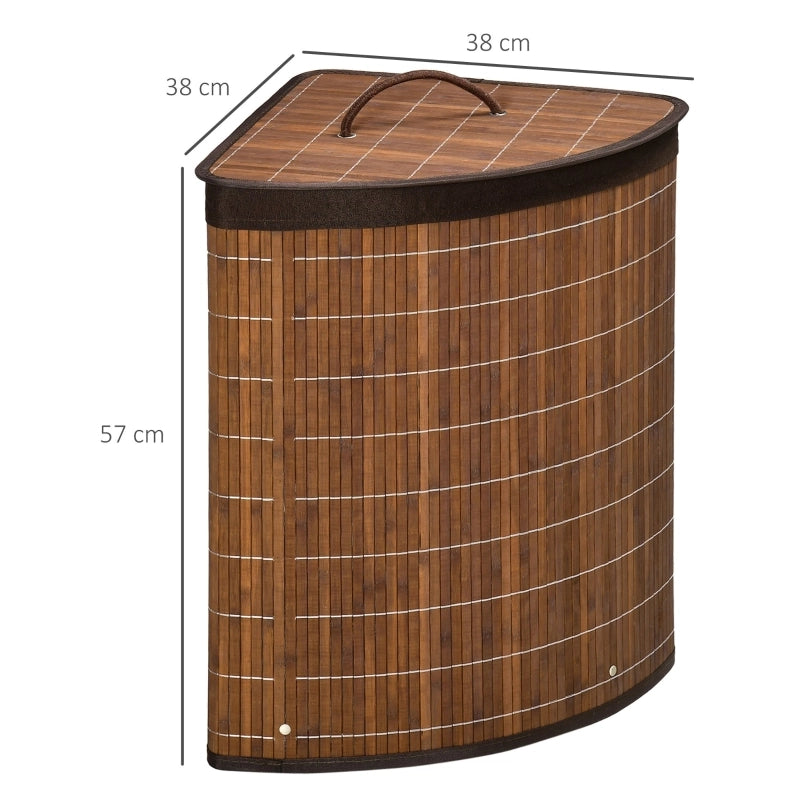 Cesto portabiancheria in bambù 55 L con coperchio rimovibile, 38 x 38 x 57 cm, marrone
