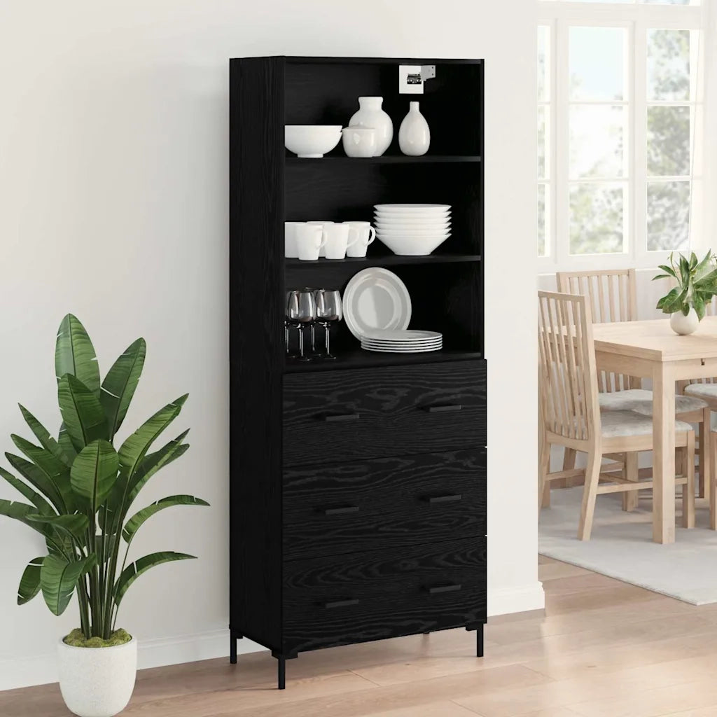 Credenza Rovere Nero 69,5 x 34 x 180 cm Legno multistrato 3416093