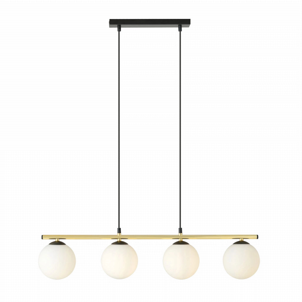 Lampadario Emibig Allora 4xE14 vetro bianco oro nero