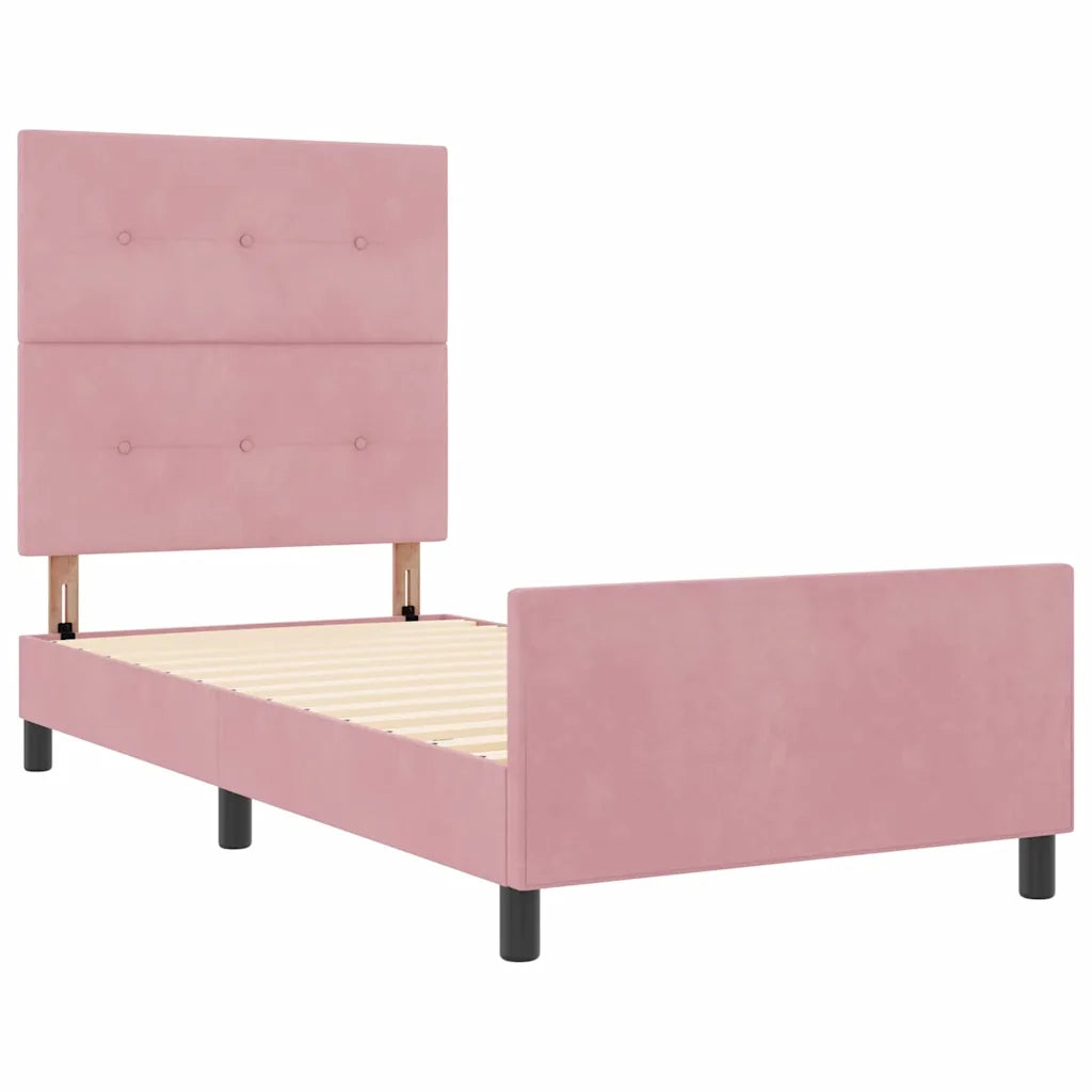 Letto a molle con testiera Rosa 90 x 200 cm Velluto 3344920