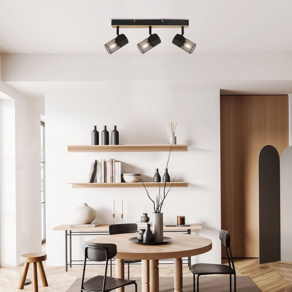 Barra faretti Metta Rabalux rovere/nero 3xE14 40W IP20