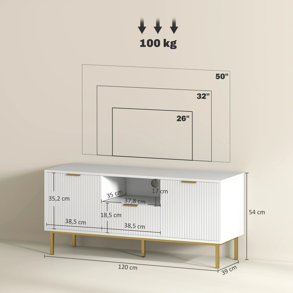 Mobile TV con 2 ante e cassetto ¨C Xylo ¨C Bianco, 120x39x54cm