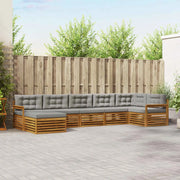 Set di divani da esterno 7 pcs Grigio Naturale e Chiaro